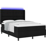 vidaXL Postelja s pomičnim dnom in vzmetnico ter LED osvetlitvijo Črna 140x200 cm Tkanina | Shoptok.si