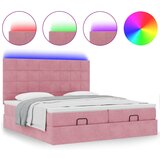 vidaXL Otomanski posteljni okvir z vzmetnicami roza 200x200cm žamet, (21607593) | Shoptok.si