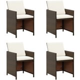 Maison Chic Vrtni stoli - Stol za vrt z blazinami 4 kosi poli ratan rjave barve JS2244, (21877042) | Shoptok.si