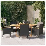  Vrtna jedilna garnitura 7-delna z blazinami črna | Shoptok.si