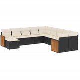  11-dijelni set vrtnih sofa od poliratana s jastucima crni | shoptok.hr