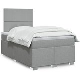 vidaXL Box spring postelja z vzmetnico svetlo siva 120x200 cm blago Cene
