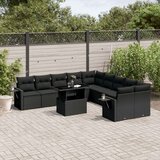  Vrtna sedežna garnitura 11-delna z blazinami črn poli ratan, (21147070) | Shoptok.si