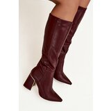 Boto Women's High Heel Boots with Gold Element Bordeaux Alessine | shoptok.hr
