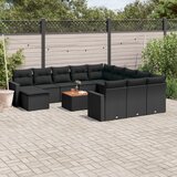 Maison Chic Seti vrtnega pohištva - Vrtna garnitura - Vrtni pohištvo set 13-delna z blazinami črn poli ratan, (21810740) | Shoptok.si