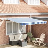  Skrovita tenda Plava i bijela 350 x 250 cm Poliester i aluminij | shoptok.hr
