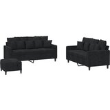 vidaXL 3-dijelni set sofa s jastucima crni baršunasti Cijene