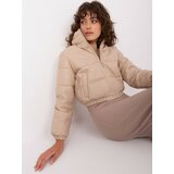 Fashion Hunters Beige short winter jacket with stitching cene