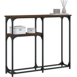 vidaXL Konzolna mizica rjav hrast 90x22,5x75 cm inženirski les | Shoptok.si