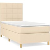 vidaXL Box spring postelja z vzmetnico krem 90x190 cm blago, (20884423) | Shoptok.si