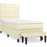 vidaXL Box spring postelja z vzmetnico krem 100x200 cm umetno usnje, (20900201) Cene