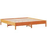 vidaXL Knjižna postelja brez vzmetnice vošč. rjava 200x200 cm borovina | Shoptok.si