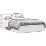 Maison Chic Posteljni okvir - Dvoposteljna postelja - Zakonska postelja z vzglavjem bel 160x200 cm trdna borovina, (21694391) | Shoptok.si