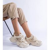 Gemre Beige Women's Sports Sneakers on a Chunky Sole Lien | Shoptok.si