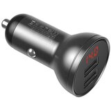 Baseus Avtopolnilec 2 x USB, 5V / 4800mA, 24W, LED zaslon, siv | Shoptok.si