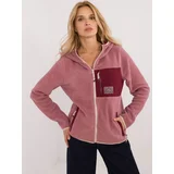 Fashion Hunters Dark pink women's fleece sweatshirt with zipper SUBLEVEL