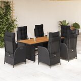 vidaXL 7-dijelni vrtni blagovaonski set s jastucima crni od poliratana | shoptok.hr