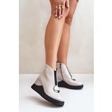S. BARSKI Lacquered wedge ankle boots insulated with D&A light grey | Eponuda.ba