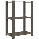  Stalak za pohranu 3 razina sivi 60x38x90 cm masivna borovina | shoptok.hr
