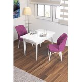Hanah home trpezarijski set Arp, sto i 2 stolice, bela ploča, ljubičasta tkanina Babyface | Eponuda.com