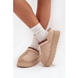 Boto Women's Low Snow Boots With Movable Strap And Embroidery On Platform Light Beige Lyrisse Cijene