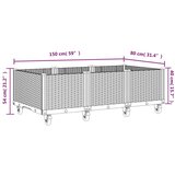 Cvetlično korito s kolesi črno 150x80x54 cm PP | Shoptok.si
