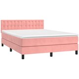  box spring s madracem LED ružičasti 140x200cm baršunasti | shoptok.hr