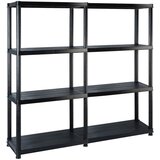 vidaXL Regal s policami 4-nadstropni črn 122x30,5x130 cm plastika Cene