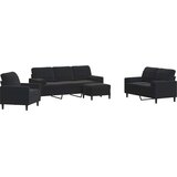  3-dijelni set sofa s jastucima crni baršunasti | shoptok.hr