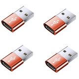 INF USB moški v USB-C ženski OTG adapter 4 kos, aluminij, hitro polnjenje Red, (5000296307) | Shoptok.si