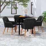  5-dijelni vrtni blagovaonski set s jastucima crni | shoptok.hr