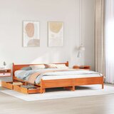 Maison Chic Posteljni okvir - Dvoposteljna postelja - Zakonska postelja brez vzmetnice vošč. rjav 200x200 cm borovina-J4596, (21773214) | Shoptok.si