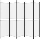 Sobna pregrada s 5 panela bijela 250 x 180 cm od tkanine | Eponuda.com