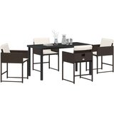 vidaXL 5-delni vrtnar jedilni set z blazinami Rjava Poli Ratan | Shoptok.si