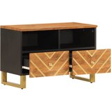 TV ormarić smeđe-crni 70 x 33,5 x 46 cm od masivnog drva manga | Eponuda.ba