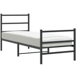  The Living Store Kovinski posteljni okvir z vzglavjem in vznožjem črn 75x190 cm - Posteljni Okvir, (21455185) | Shoptok.si