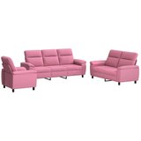  Set sofe 3 pcs Ružičasta Tkanina - Ružičasta 1-sjedalna + 2-sjedalna (120 cm) + 3-sjedalna | shoptok.hr