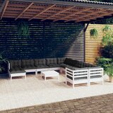 Maison Chic Seti vrtnega pohištva - Vrtna garnitura - Vrtni pohištvo set 12-delna z blazinami bela borovina, (21816484) | Shoptok.si
