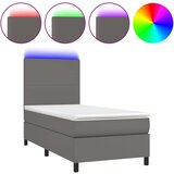  Box spring s madracem LED sivi 90x200 cm od umjetne kože | shoptok.hr