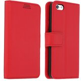 AVIZAR Stoječa torbica Wallet Flip z režami za kartice za iPhone 5 / 5S / SE - rdeča, (20526758) Cene