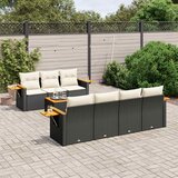 Maison Chic Seti vrtnega pohištva - Vrtna garnitura - Vrtni pohištvo set 8-delna z blazinami črn poli ratan, (21800502) | Shoptok.si