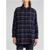 Lee Purple-Blue Women's Plaid Shirt Jacket with Wool - Women