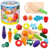  Set za rezanje povrća i voća u kanti s daskom za noževe, drveni | shoptok.hr