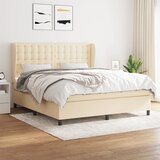vidaXL Box spring postelja z vzmetnico krem 160x200 cm blago Cene