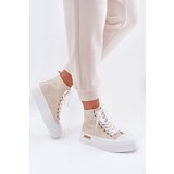 Boto High Women's Sneakers On Platform Beige Laviriona Cijene