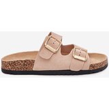 Boto Women's Slippers Made Of Eco Suede Golden Buckles Beige Vorella | shoptok.hr
