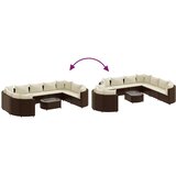 10-dijelni set vrtnih sofa od poliratana s jastucima smeđi | shoptok.hr