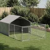 vidaXL Vanjska kućica za pse sa stazom 4x2x1,5 m pocinčani čelik | shoptok.hr