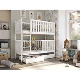 Molarem Home Drveni dječji krevet na kat Dawid s ladicom - bijeli - 160x80 cm - Madrac PE pjena 8 cm-spužvasti madrac | shoptok.hr