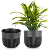 KADAX cvetlični lonec, pokrov za cvetlični lonec, 17 cm, plastika, okrogel, rebrast, grafiten, (5000346101) | Shoptok.si